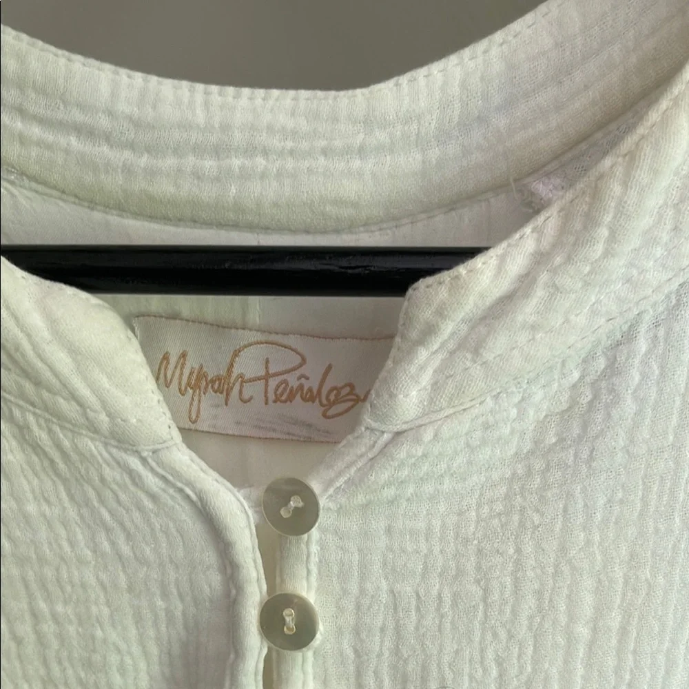 Myrah Penaloza Frieda Gown - White Cotton Gauze Lined Midi Dress - Picture 6 of 17